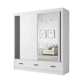 Dulap CANADA CA24-200, alb/negru, PAL, cu 2 usi si 3 sertare, 200x60x215 cm