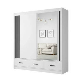Dulap CANADA CA24-200, alb/negru, PAL, cu 2 usi si 3 sertare, 200x60x215 cm