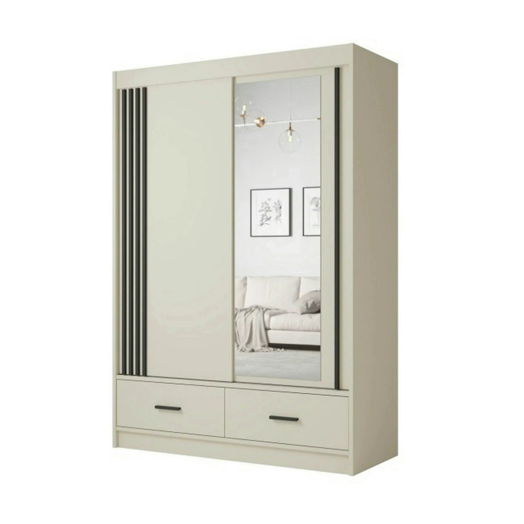 Dulap CANADA CA34-150, casmir/negru, PAL, cu 2 usi si 2 sertare, 150x60x215 cm