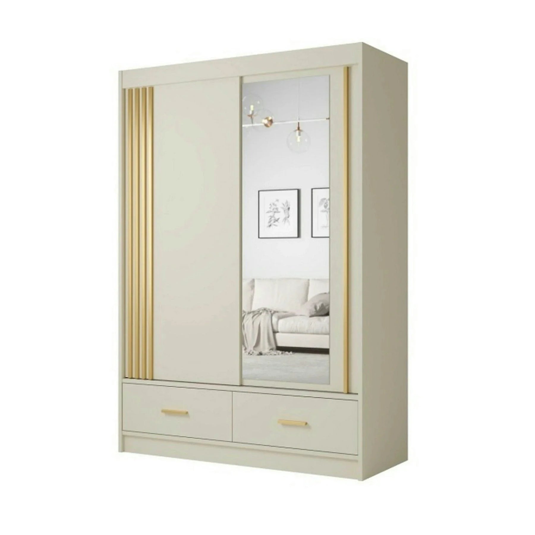 Dulap CANADA CA35-150, casmir/auriu, PAL, cu 2 usi si 2 sertare, 150x60x215 cm