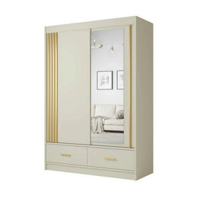 Dulap CANADA CA35-150, casmir/auriu, PAL, cu 2 usi si 2 sertare, 150x60x215 cm