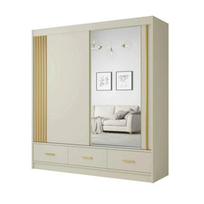 Dulap CANADA CA35-200, casmir/auriu, PAL, cu 2 usi si 3 sertare, 200x60x215 cm