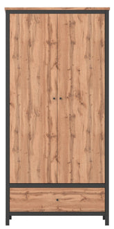 Dulap CHOS, stejar/negru, PAL, cu 2 usi si un sertar, 92x59x193 cm