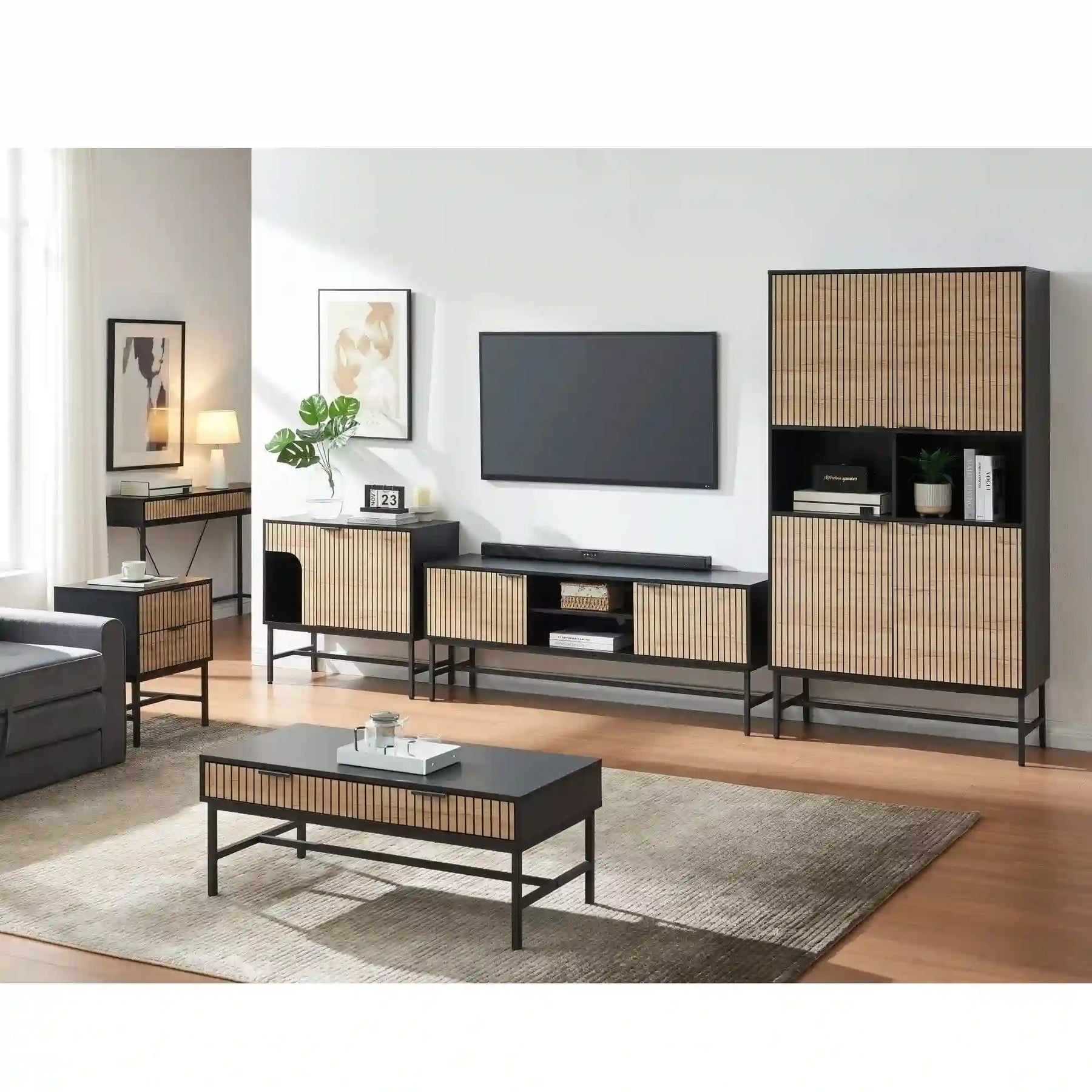 Dulap DETROIT OCN-39928, stejar/negru mat