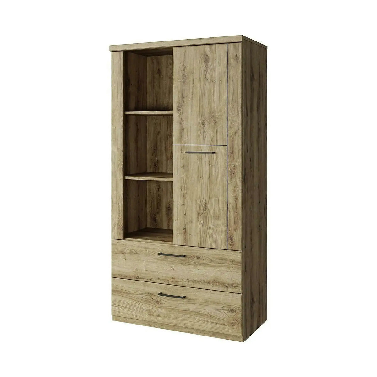 Dulap DOORSET, stejar navarra/negru, PAL laminat/plastic, 80x41x157 cm
