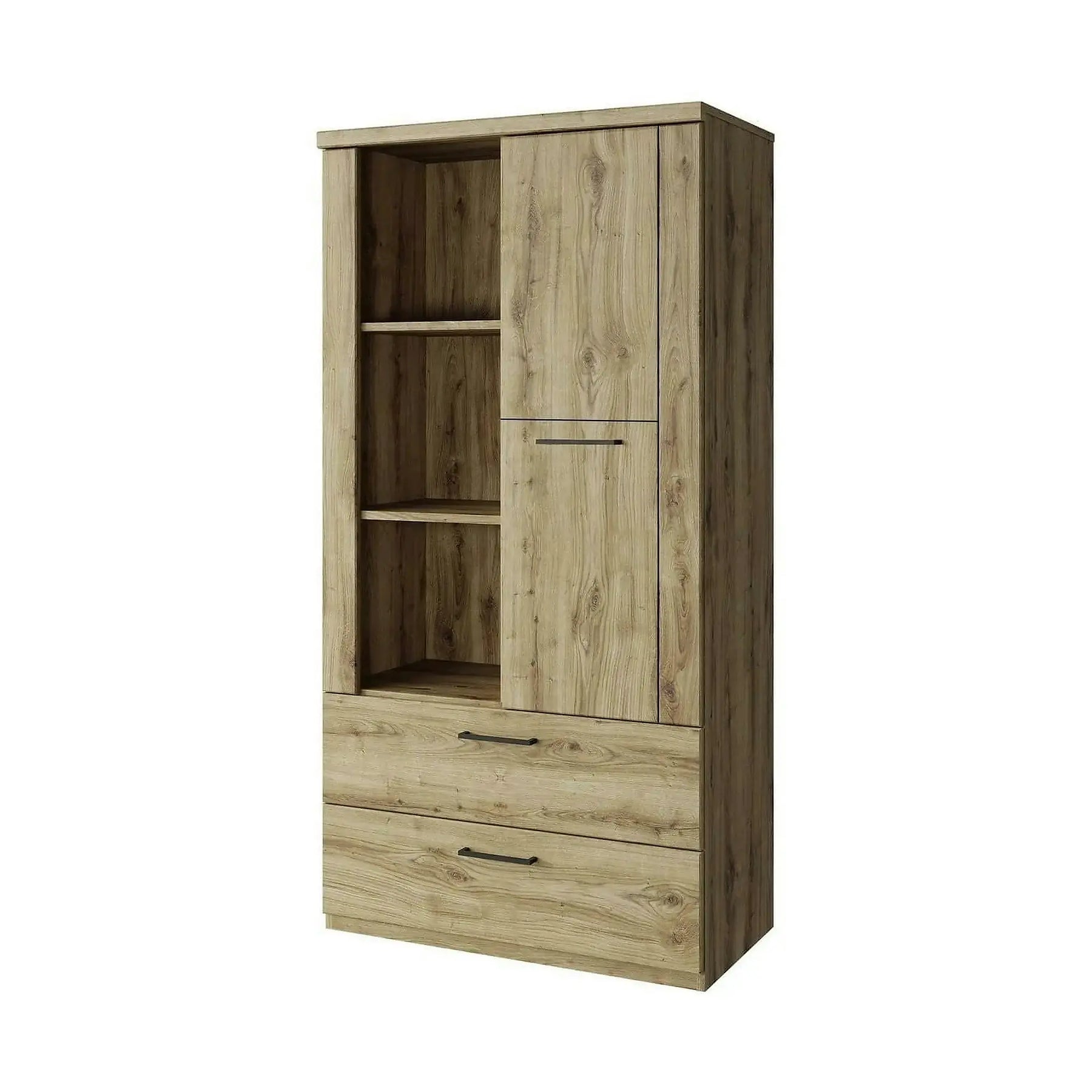 Dulap DOORSET, stejar navarra/negru, PAL laminat/plastic, 80x41x157 cm