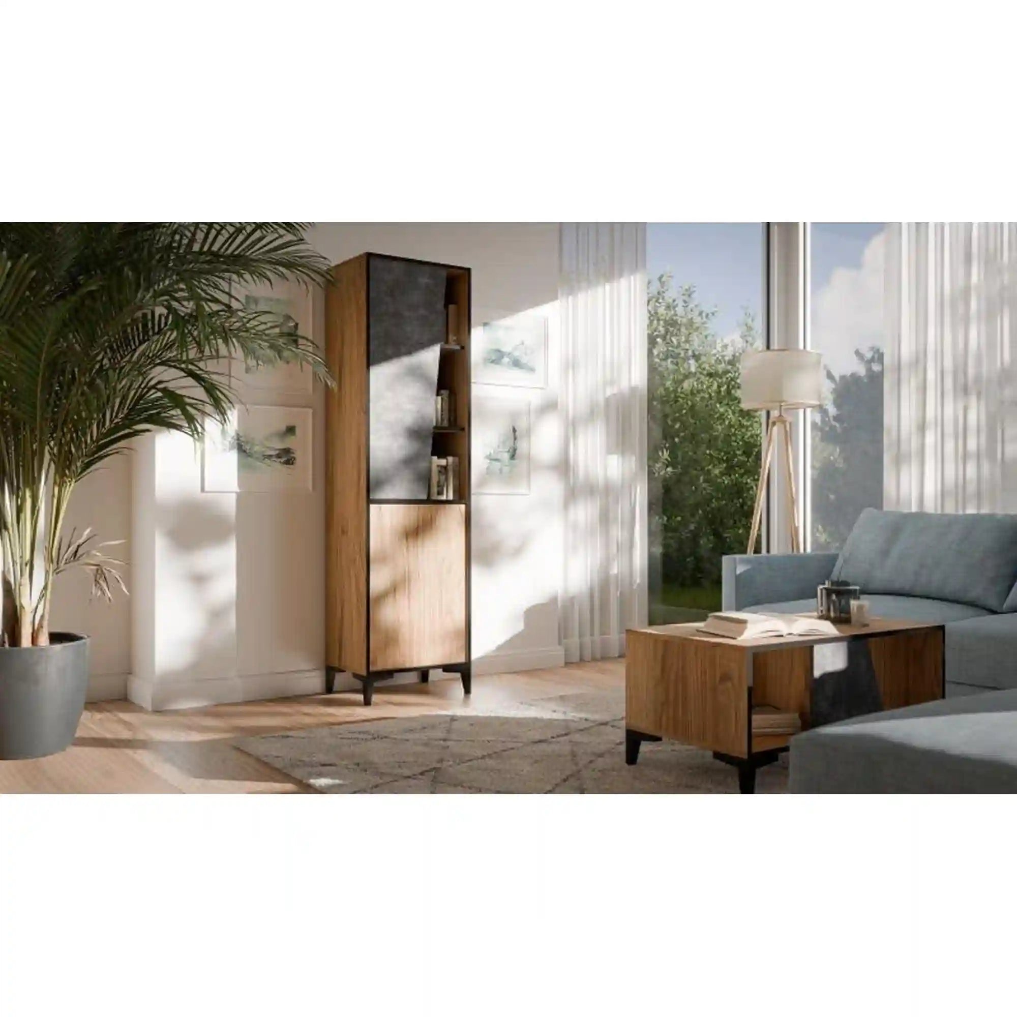 Dulap HOUSTON OCN-37876, stejar/gri beton