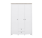 Dulap KARINA 10, alb/stejar, PAL, cu 3 usi si 2 sertare, 148x59x220 cm