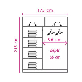 Dulap EFFECT, stejar lancelot, PAL melaminat, cu 2 usi, 175x59x215 cm