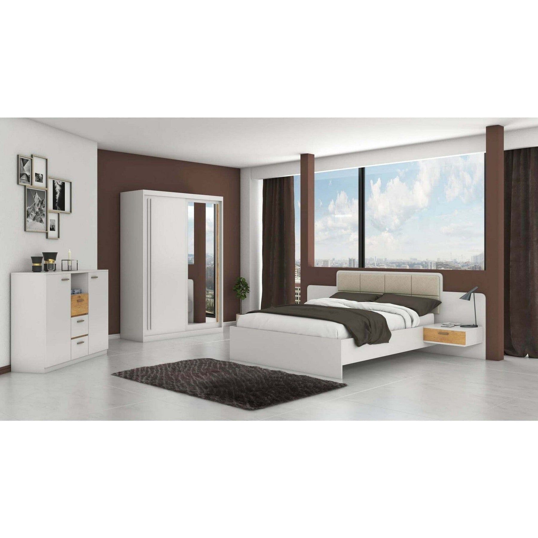 Dulap EFFECT, alb andersen, PAL melaminat, cu 2 usi, 175x59x215 cm