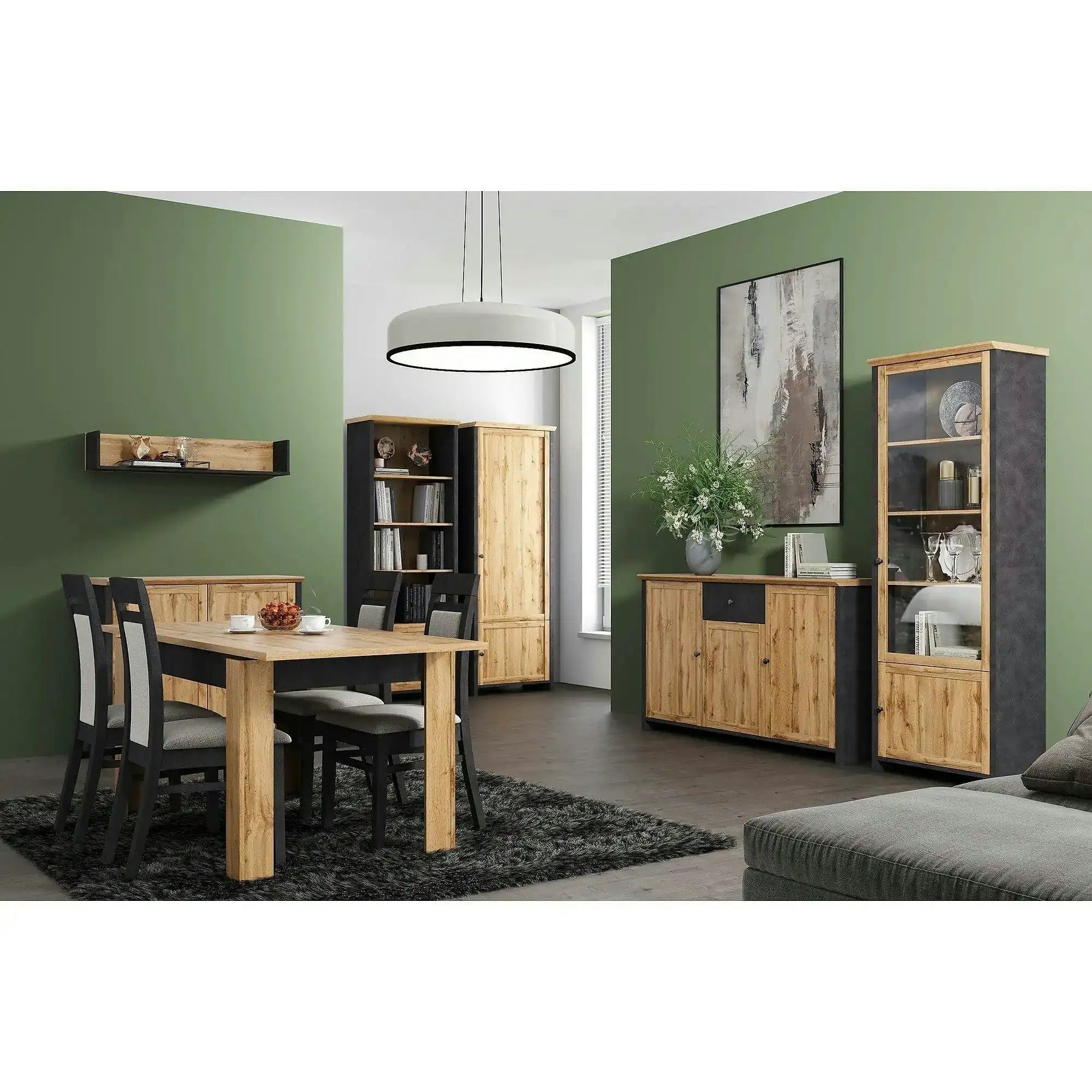 Dulap NICOLE, PAL laminat, stejar wotan/gri antracit, 71×42×200 cm