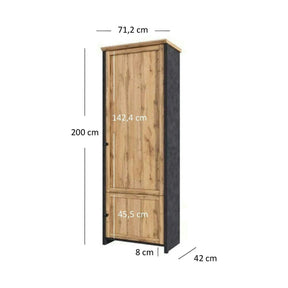 Dulap NICOLE, PAL laminat, stejar wotan/gri antracit, 71×42×200 cm