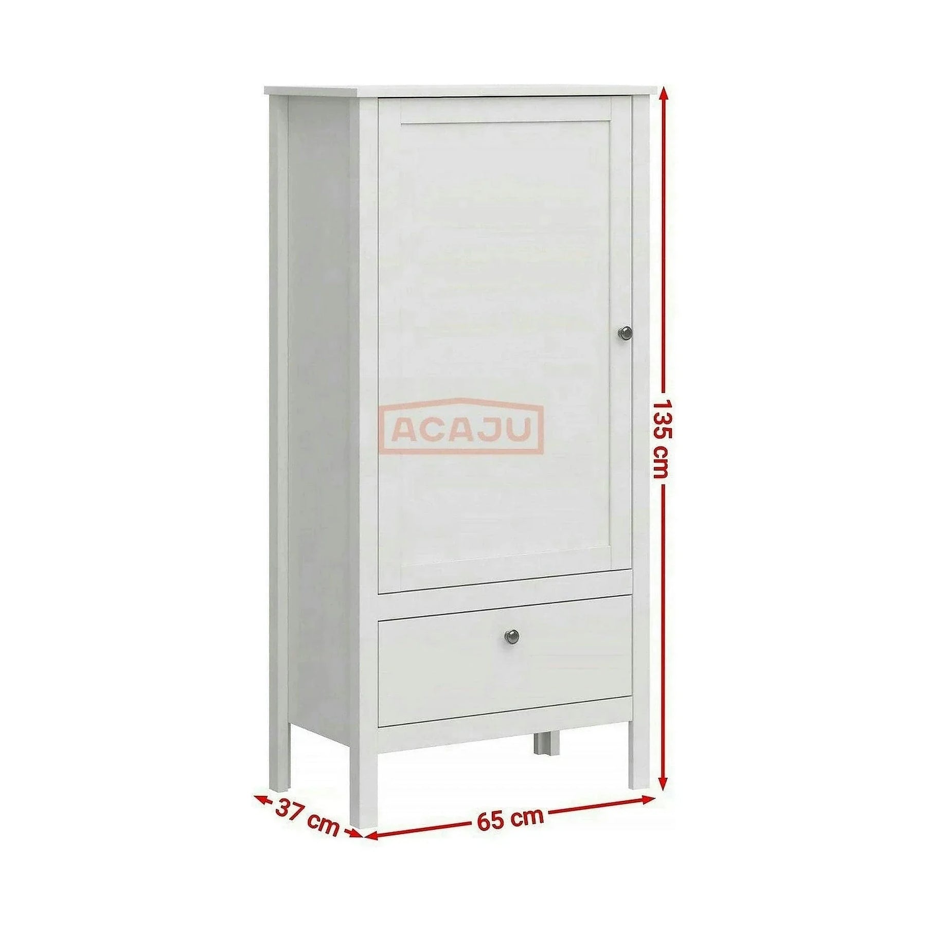 Dulap OLE, MDF/PAL laminat, alb, 65×37×135 cm