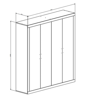 Dulap SARA, stejar sonoma/casmir, PAL, cu 4 usi, 196x49x208 cm