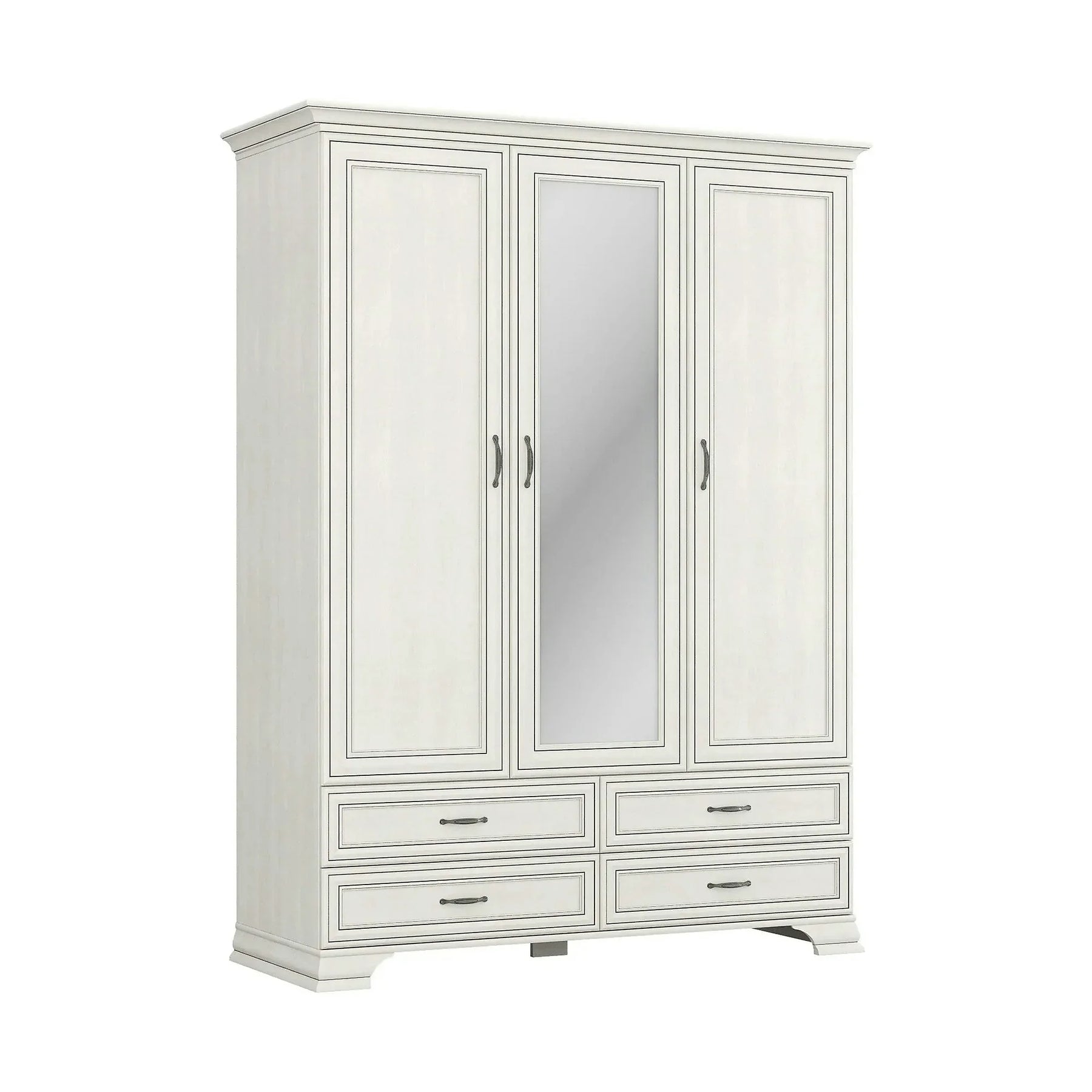 Dulap TIFFANY II, grej, PAL laminat, cu 3 usi si 4 sertare, 159x63x212 cm