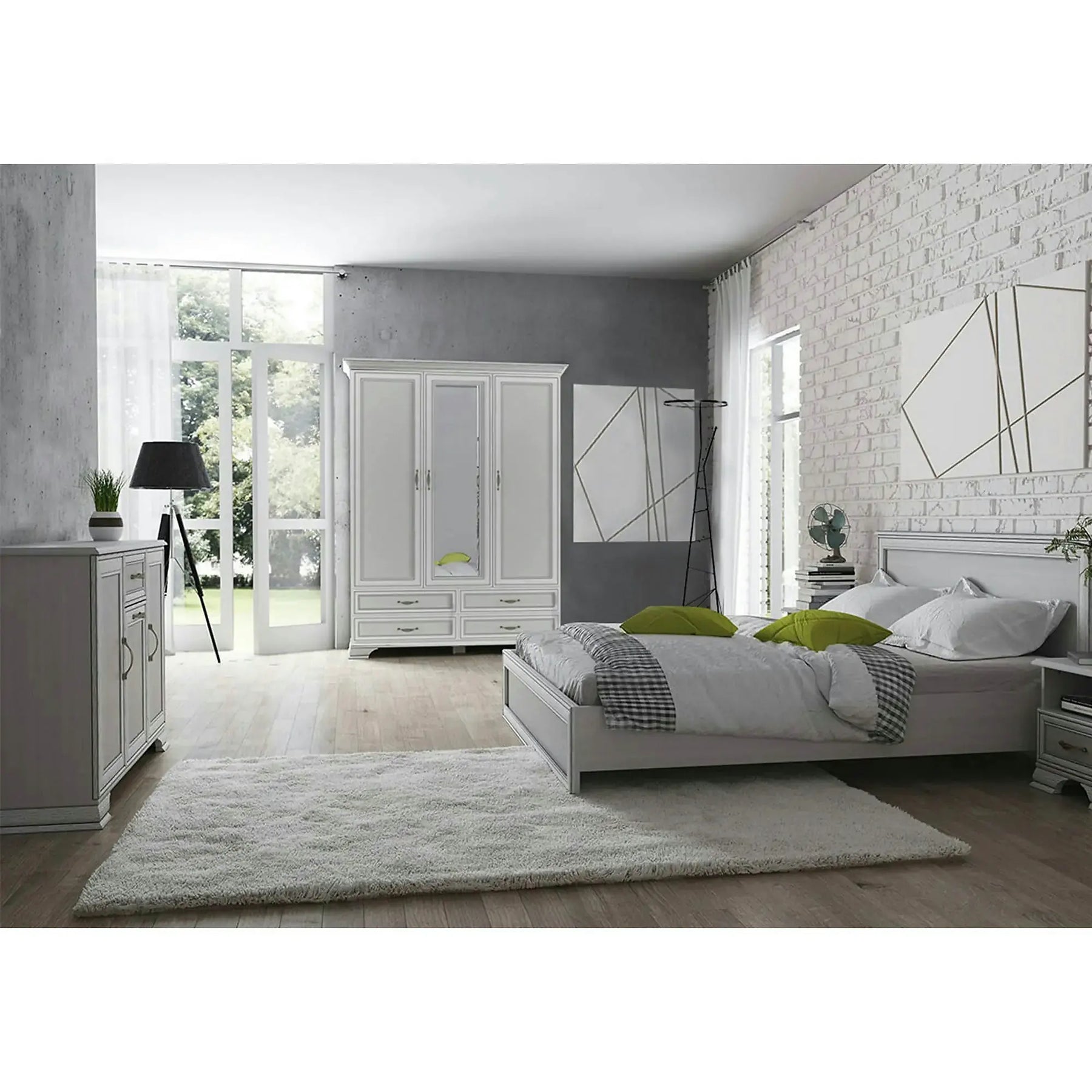 Dulap TIFFANY II, PAL laminat/metal/MDF, grej, 159×62.4×212.1 cm