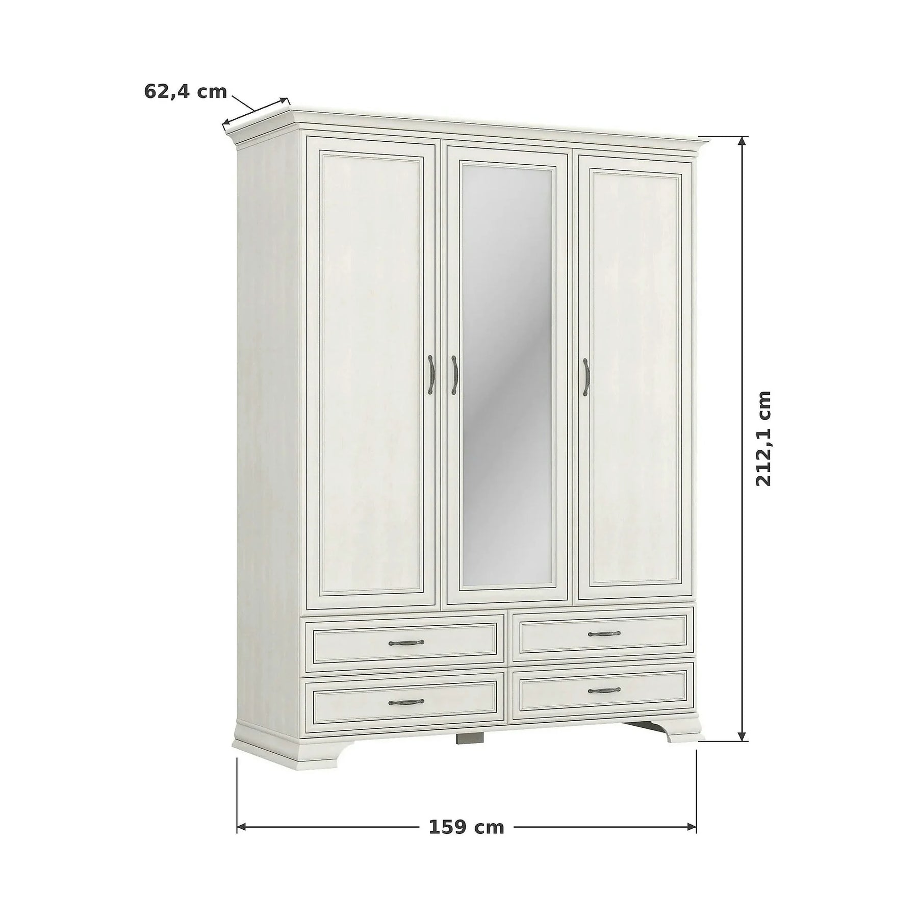 Dulap TIFFANY II, PAL laminat/metal/MDF, grej, 159×62.4×212.1 cm