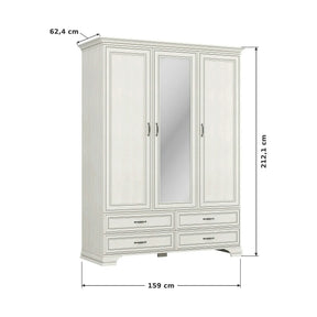 Dulap TIFFANY II, PAL laminat/metal/MDF, grej, 159×62.4×212.1 cm
