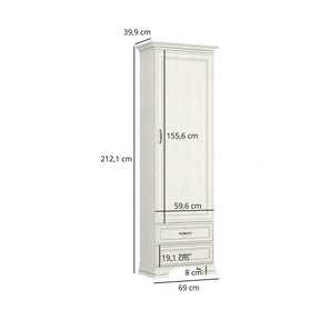 Dulap TIFFANY II, PAL laminat/MDF, grej, 69×40×212 cm