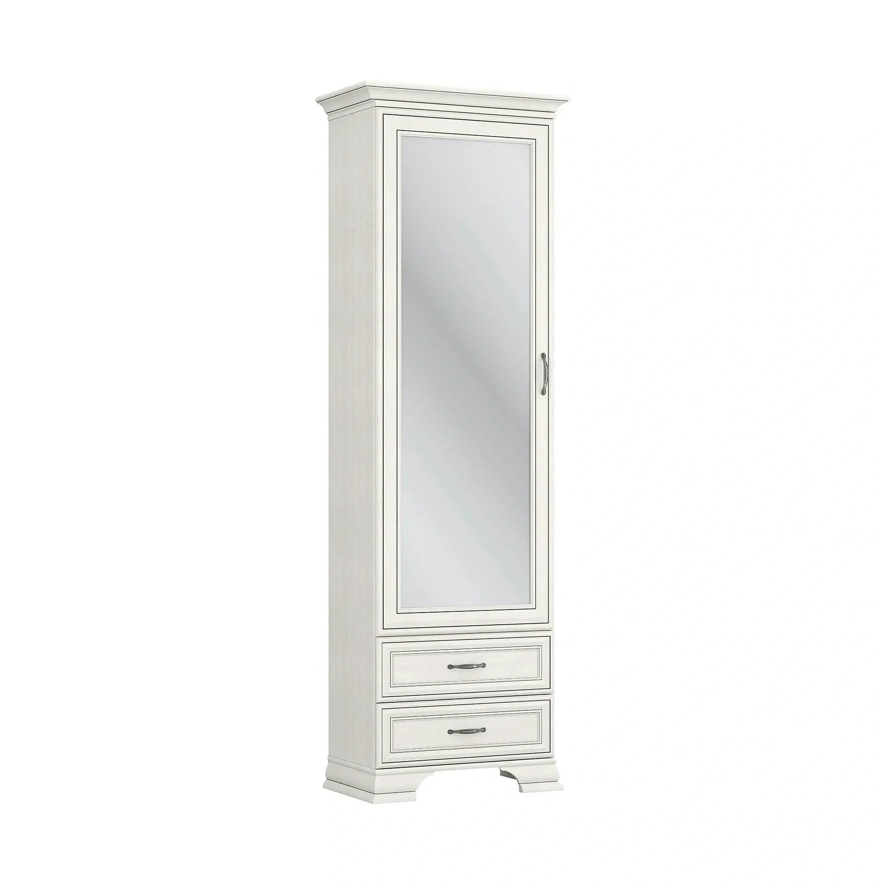 Dulap TIFFANY II, grej, PAL laminat, cu o usa si 2 sertare, cu oglinda, 69x40x212 cm