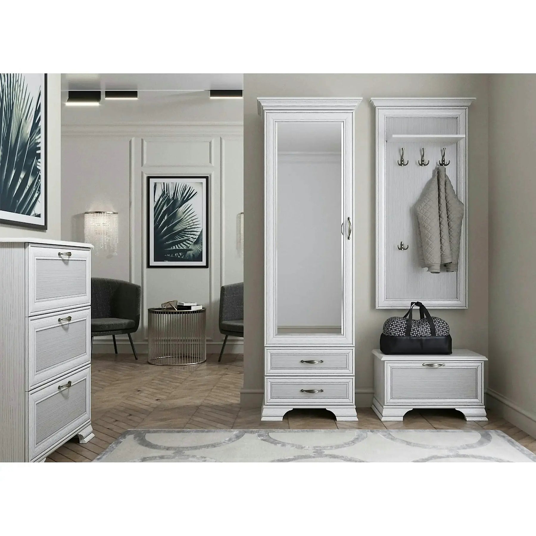 Dulap TIFFANY II, PAL laminat/MDF, grej, 69×40×212 cm