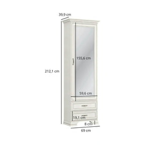 Dulap TIFFANY II, PAL laminat/MDF, grej, 69×40×212 cm