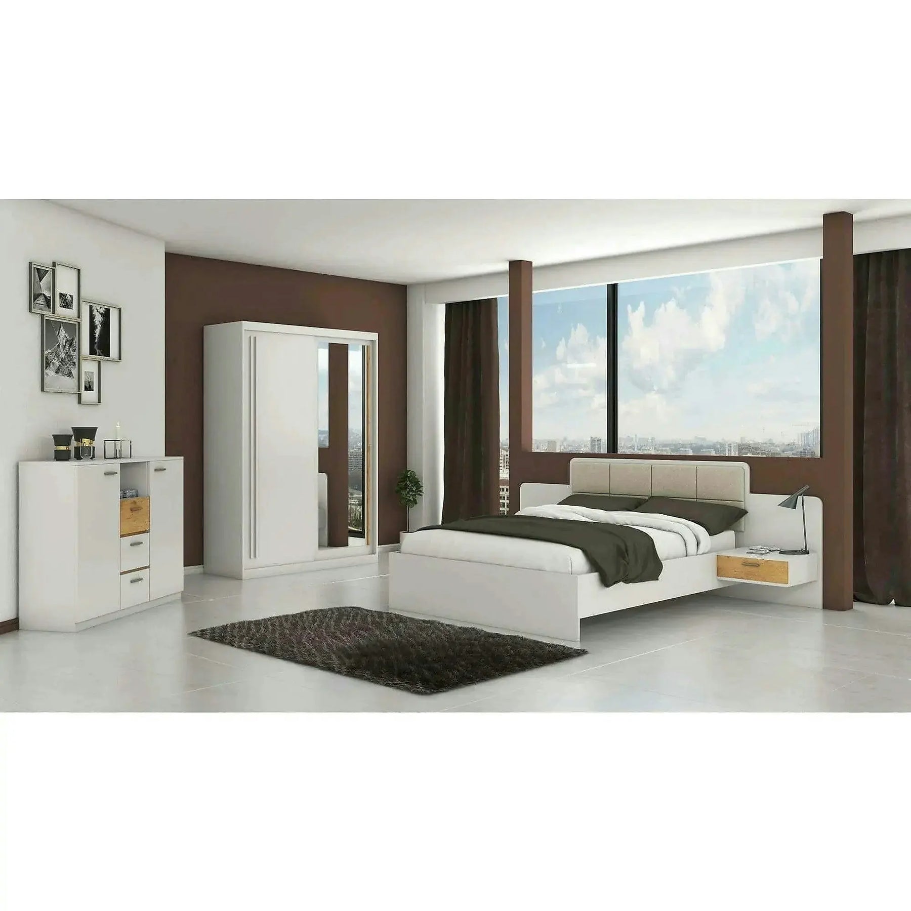 Dulap usi glisante alb EFFECT, PAL melaminat, alb andersen, 175×59×215 cm