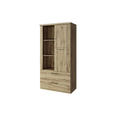 Dulap DOORSET, stejar navarra/negru, PAL laminat/plastic, 80x41x157 cm
