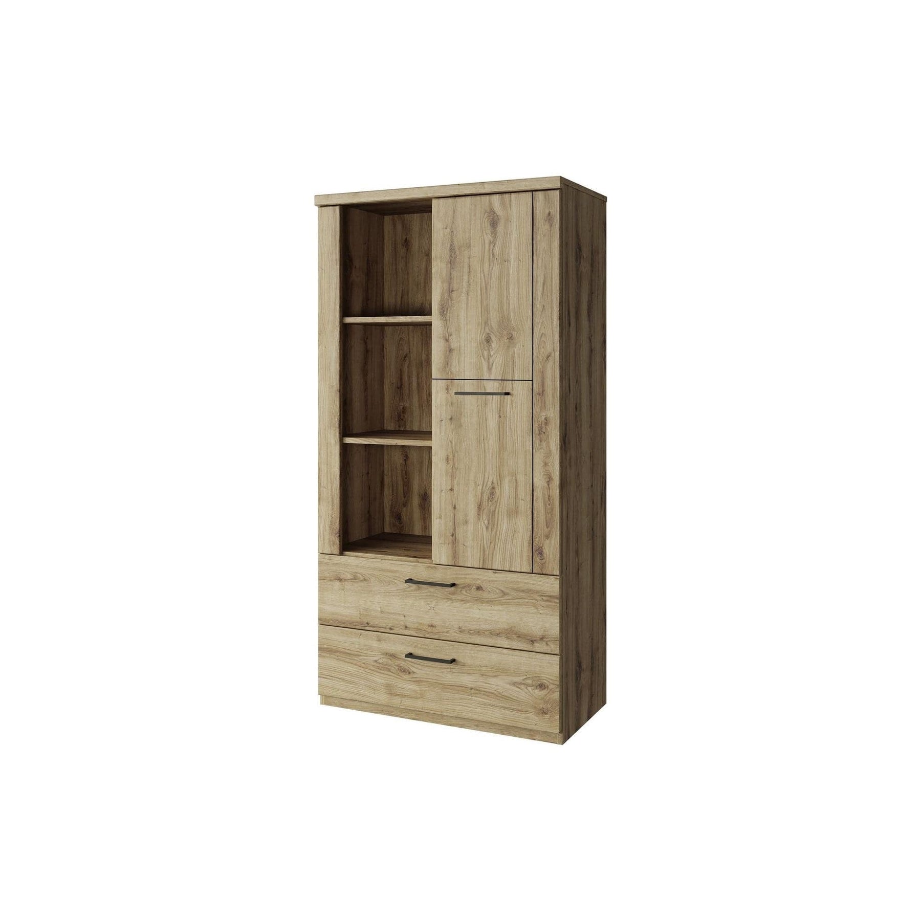 Dulap DOORSET, stejar navarra/negru, PAL laminat/plastic, 80x41x157 cm