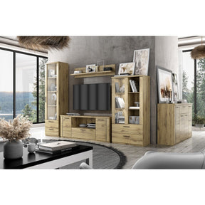 Dulap DOORSET, stejar navarra/negru, PAL laminat/plastic, 80x41x157 cm