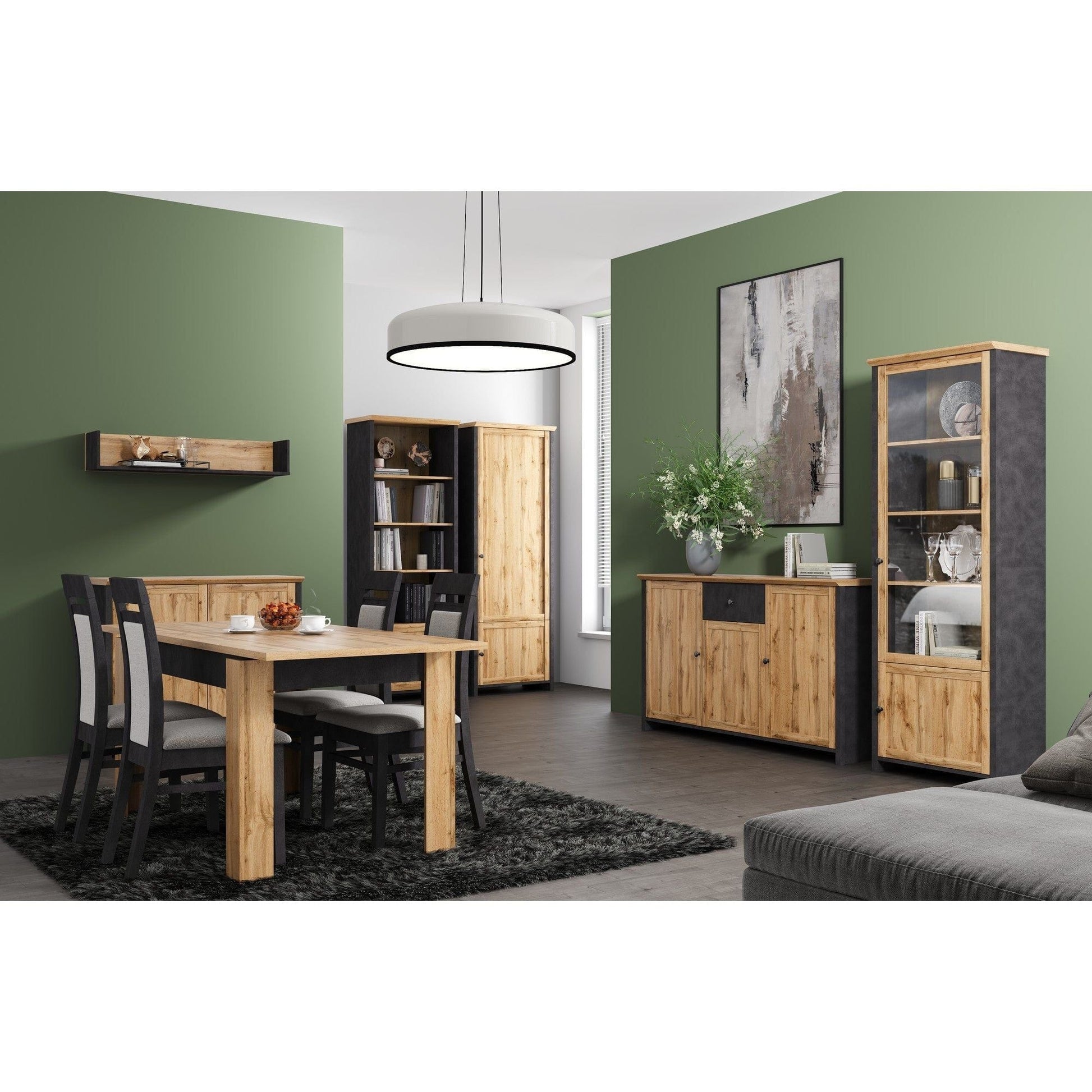 Dulap NICOLE, stejar wotan/gri antracit, PAL laminat, cu 2 usi, 71x42x200 cm