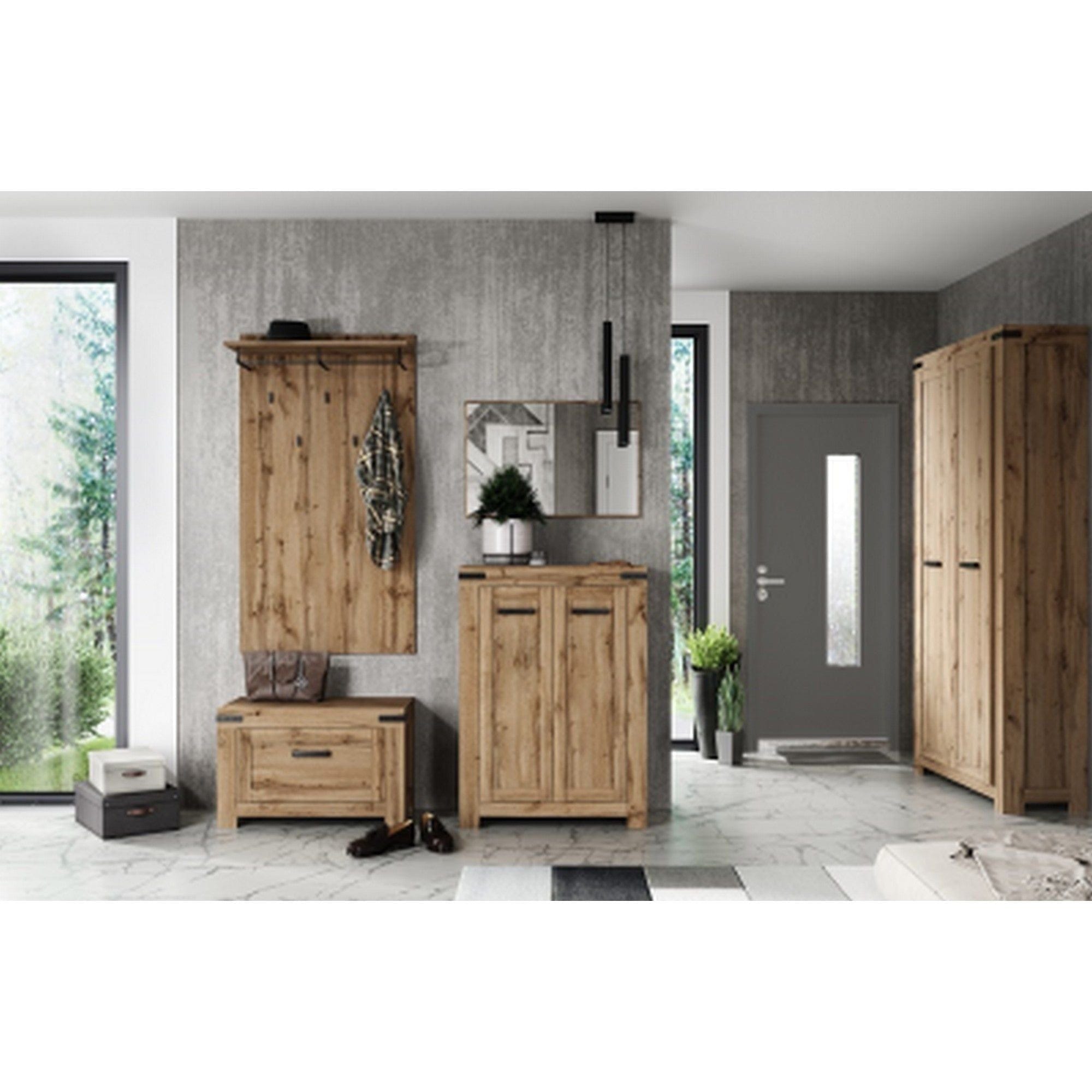 Dulap MORTIZ, stejar wotan, PAL laminat, cu 2 usi, 104x40x220 cm