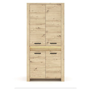 Dulap MORIS, stejar artisan, PAL laminat, cu 4 usi, cu iluminare LED, 96x60x200 cm