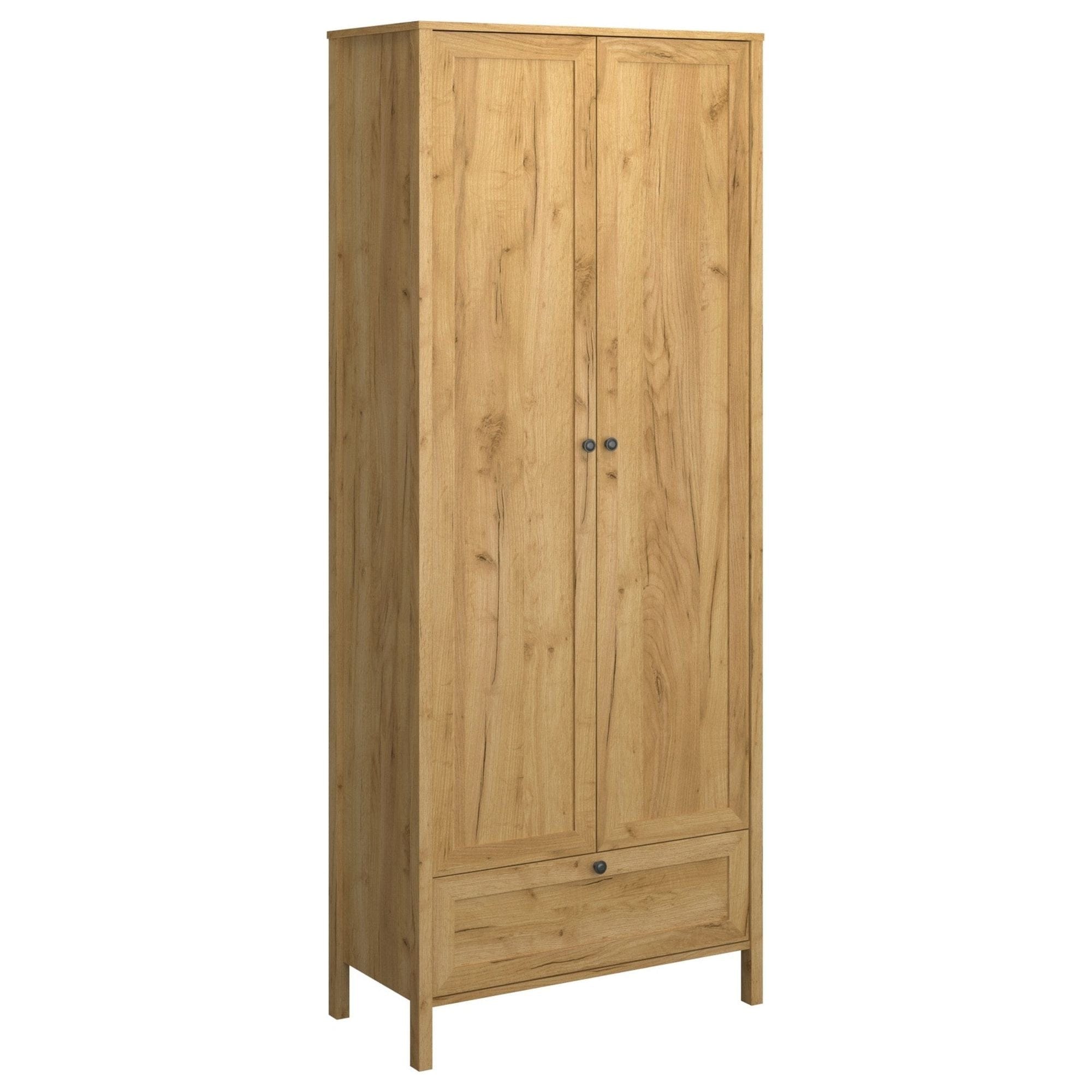 Dulap KLARK, stejar auriu, PAL laminat, cu 2 usi si un sertar, 84x49x210 cm