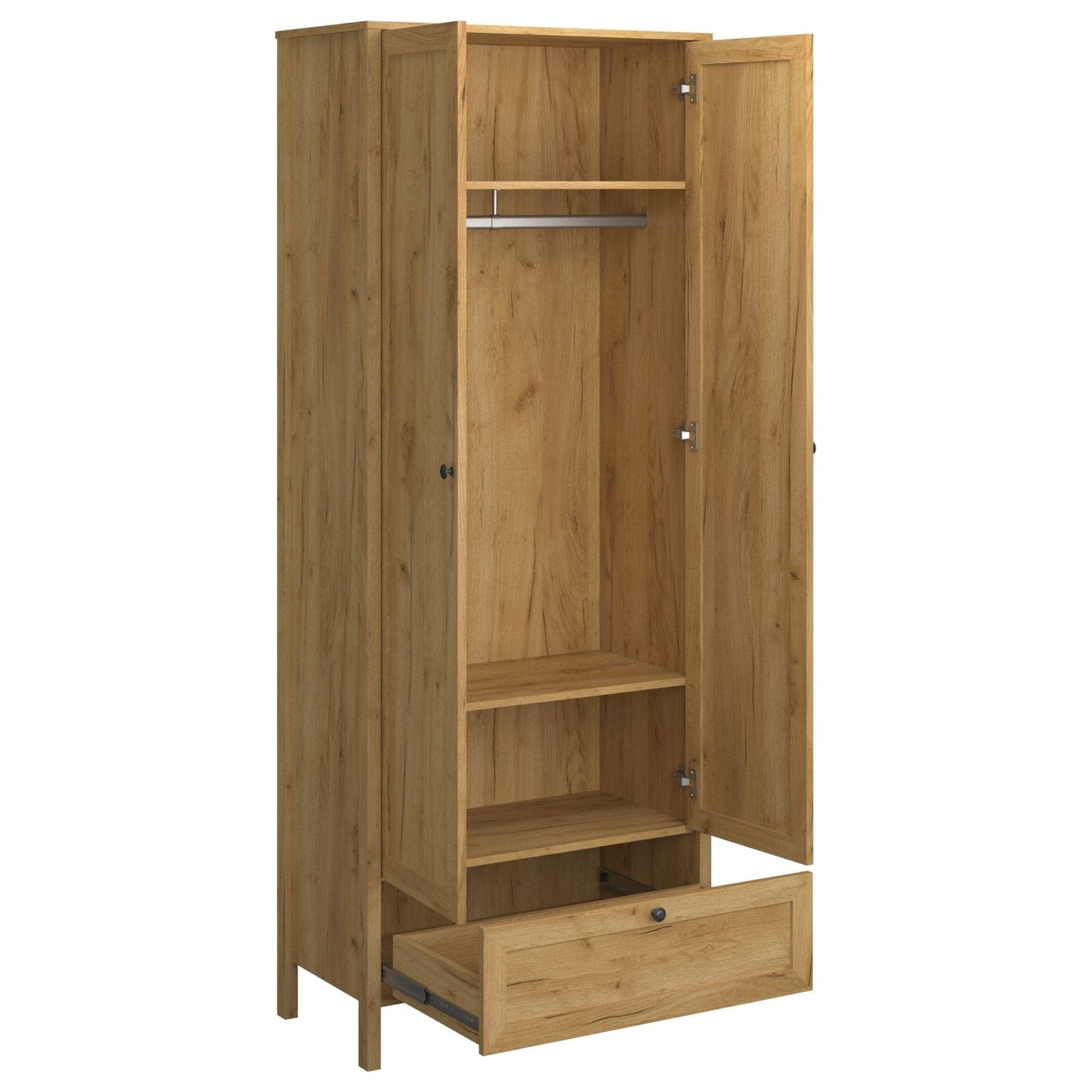 Dulap KLARK, stejar auriu, PAL laminat, cu 2 usi si un sertar, 84x49x210 cm