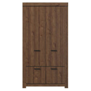 Dulap BRASS, stejar brun, PAL laminat, cu 4 usi, 112x60x210 cm