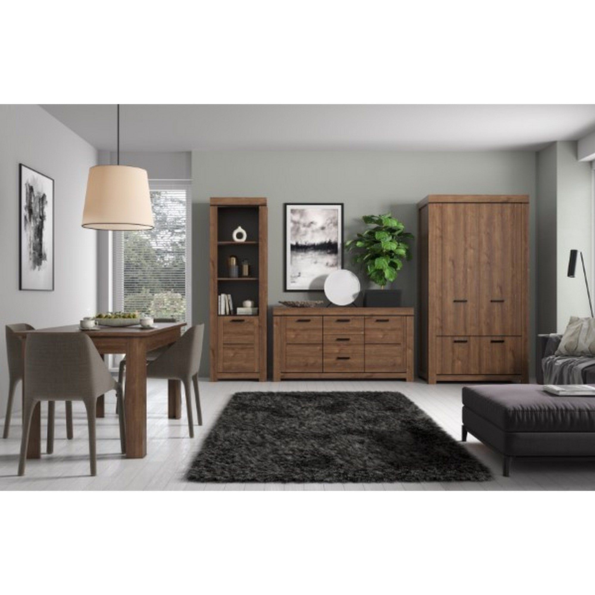 Dulap BRASS, stejar brun, PAL laminat, cu 4 usi, 112x60x210 cm