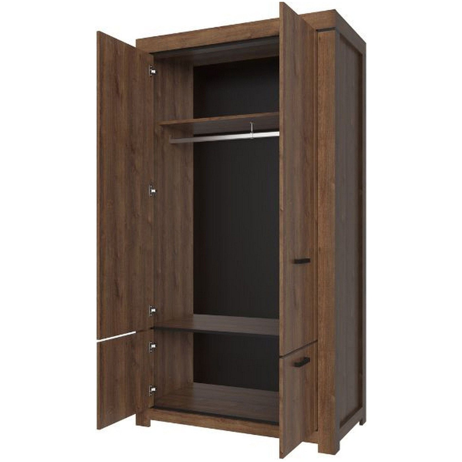 Dulap BRASS, stejar brun, PAL laminat, cu 4 usi, 112x60x210 cm