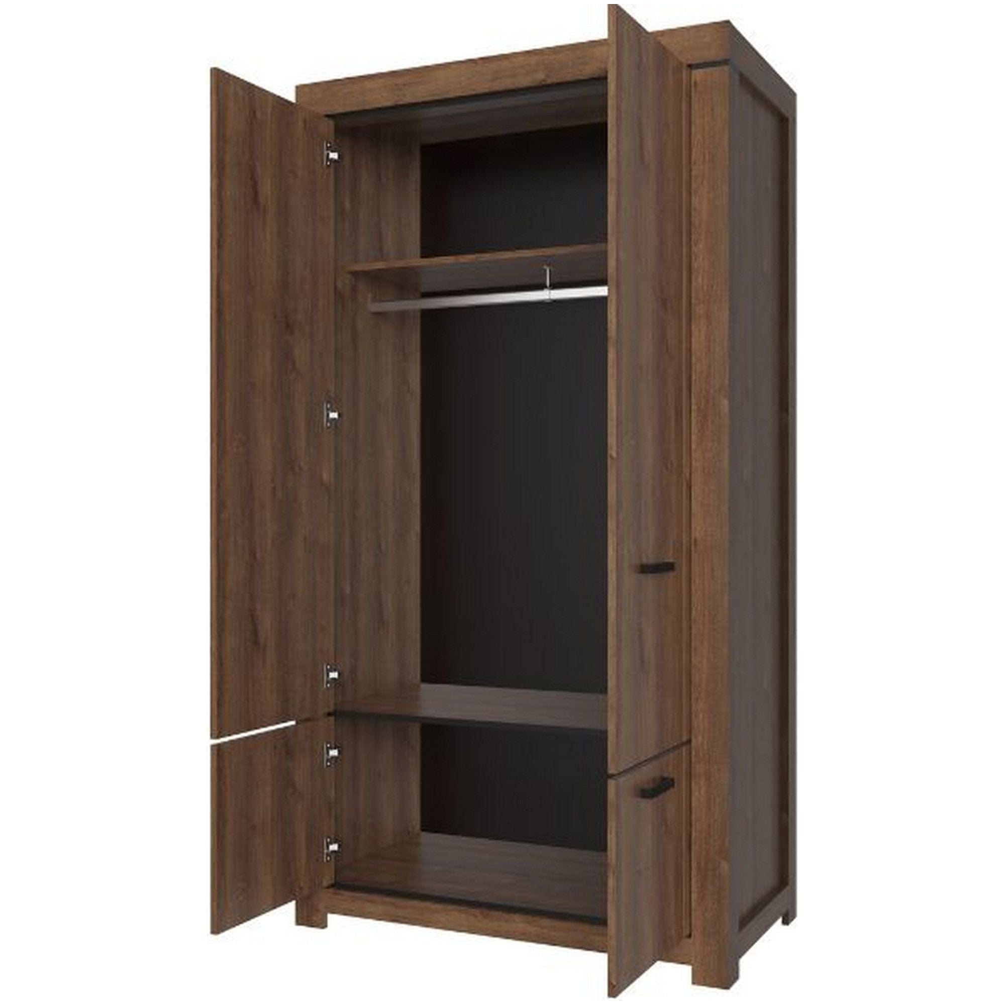 Dulap BRASS, stejar brun, PAL laminat, cu 4 usi, 112x60x210 cm