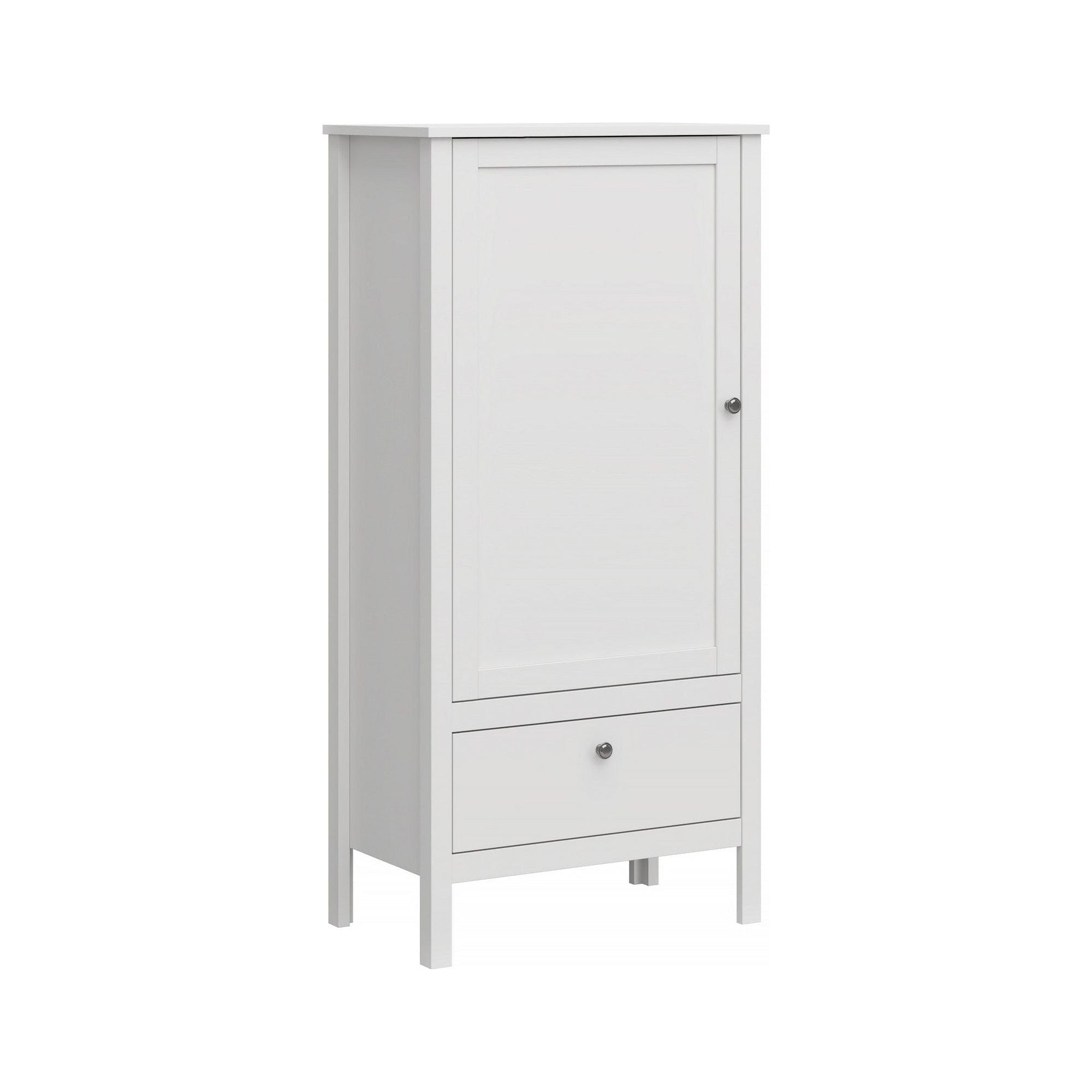 Dulap OLE, alb, PAL laminat, cu o usa si un sertar, 65x37x135 cm