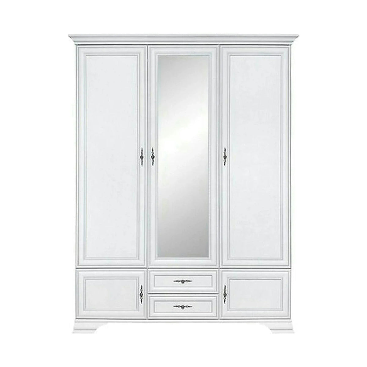 Dulap vintage dormitor IDENTO, alb, PAL, cu 5 usi si 2 sertare, 160x61x225 cm