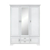 Dulap vintage dormitor IDENTO, alb, PAL, cu 5 usi si 2 sertare, 160x61x225 cm