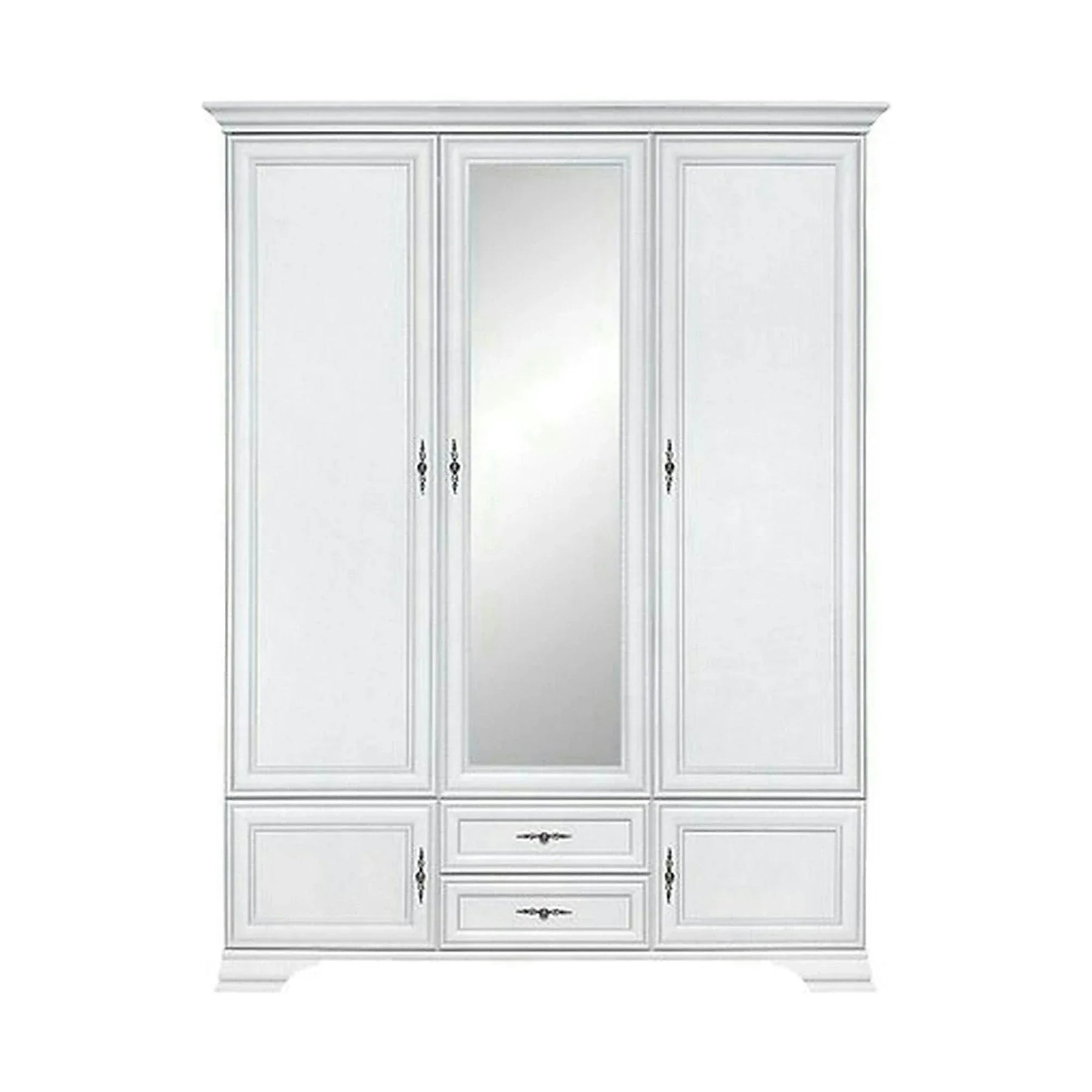 Dulap vintage dormitor IDENTO, alb, PAL, cu 5 usi si 2 sertare, 160x61x225 cm
