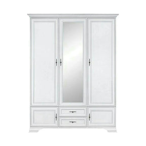 Dulap vintage dormitor IDENTO, alb, PAL, cu 5 usi si 2 sertare, 160x61x225 cm