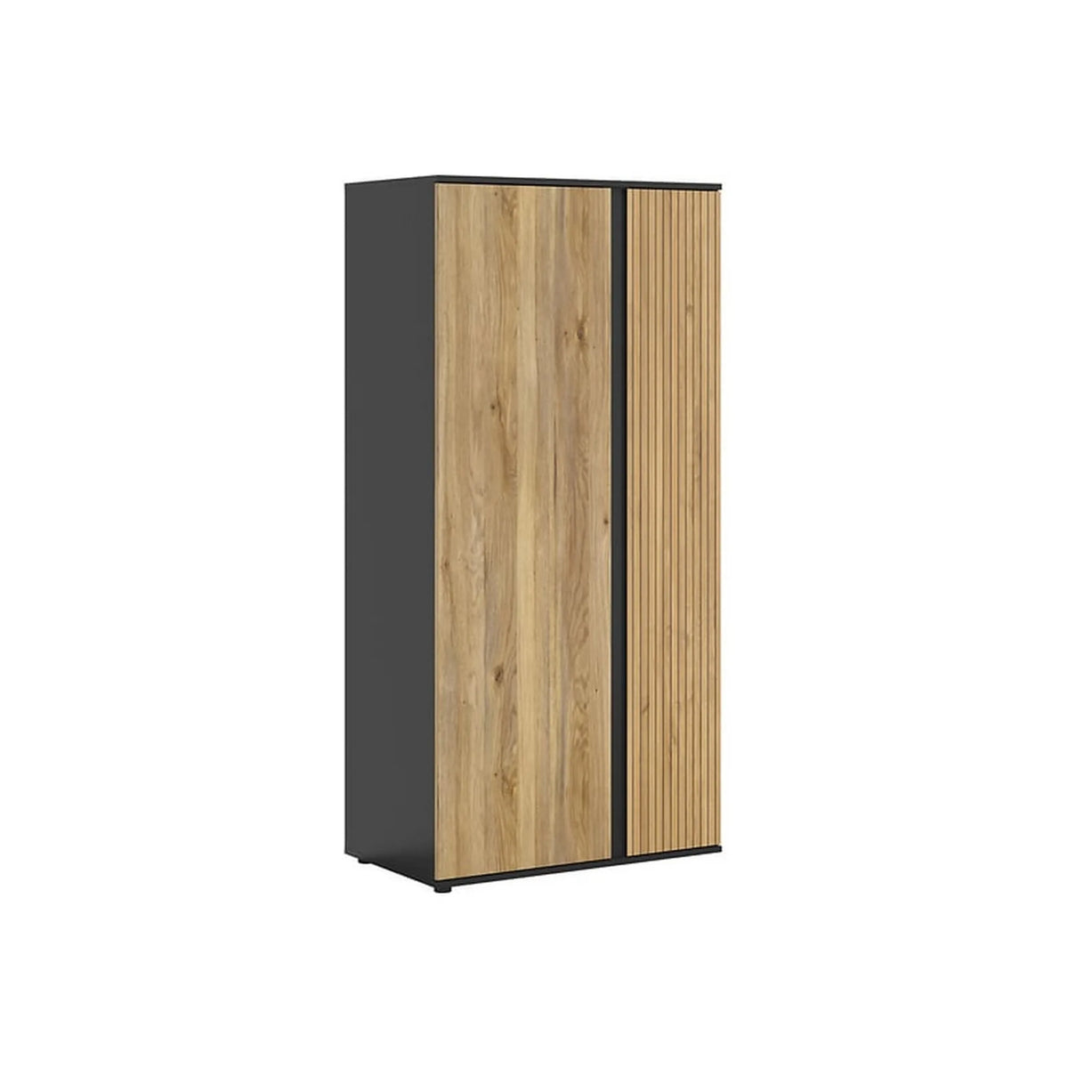 Dulap LUEN, stejar/negru, PAL laminat, cu 2 usi, 95x55x196 cm