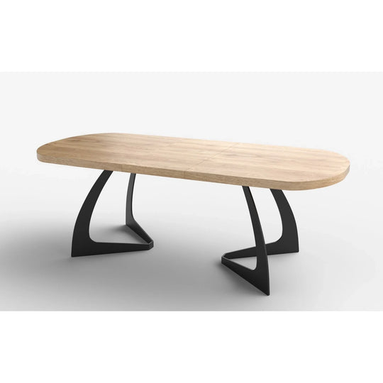 Masa extensibila VELDON, stejar/negru, 160/220x90x75 cm