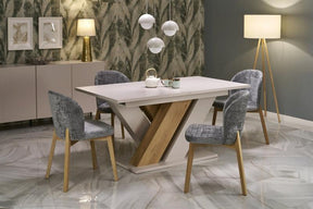 Masa extensibila BRANDON, casmir/stejar, PAL laminat, 160/200x90x77 cm