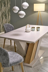 Masa extensibila BRANDON, casmir/stejar, PAL laminat, 160/200x90x77 cm