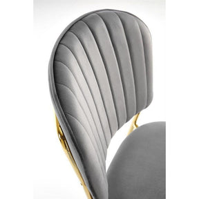 Scaun tapitat K499, gri/auriu, stofa catifelata, 47x56x85 cm