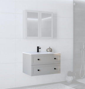 Dulap baie suspendat TORETO, casmir mat, PAL laminat, cu 2 sertare, 80x45x46 cm